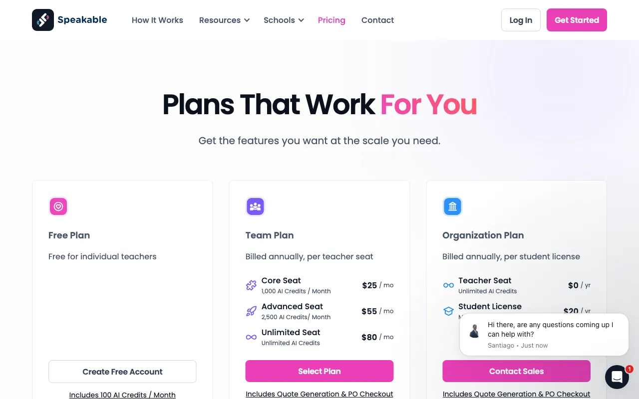 Speakable — pricing page