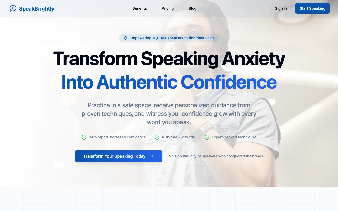 SpeakBrightly — pricing page