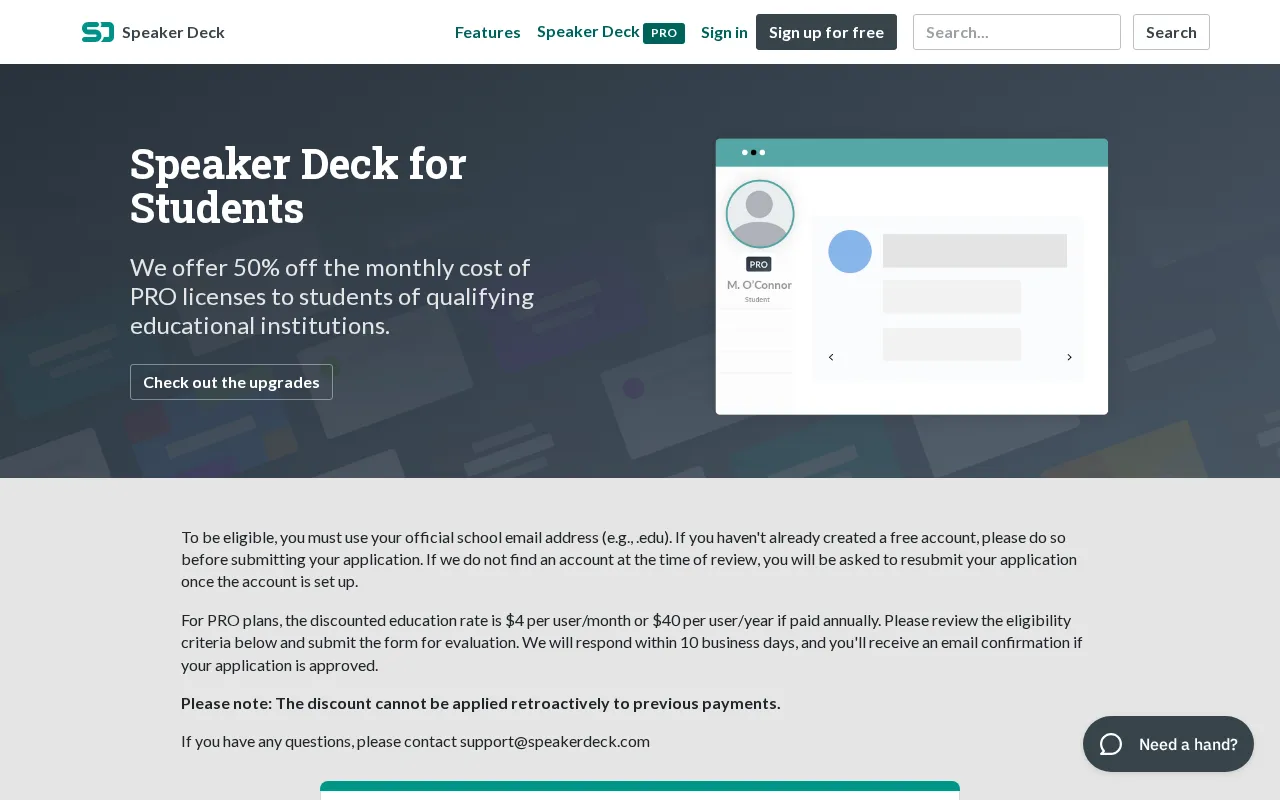 Speaker Deck — pricing page