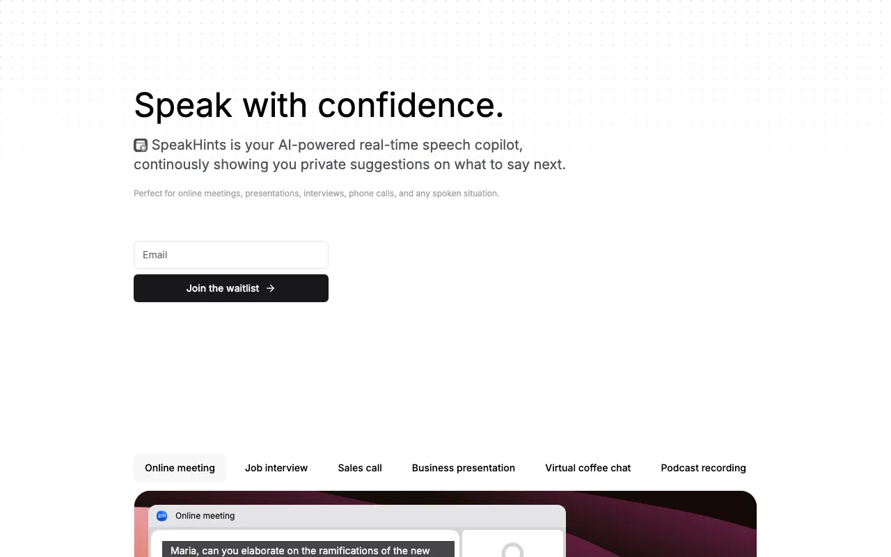 SpeakHints — preview screenshot