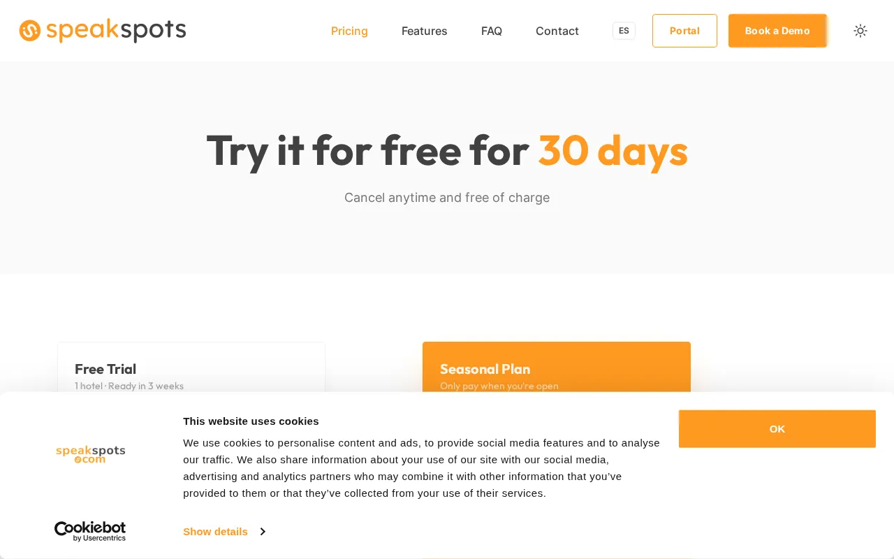SpeakSpots — pricing page