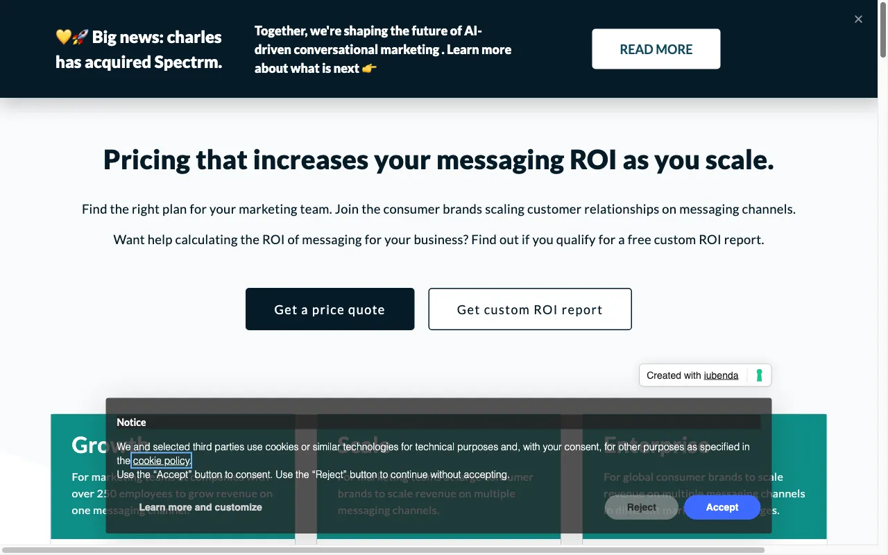spectrm.io — pricing page