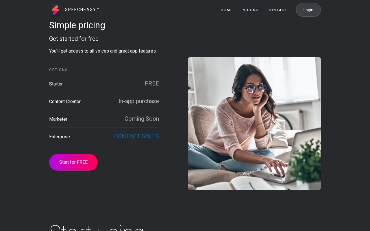 SpeechEasy — pricing page