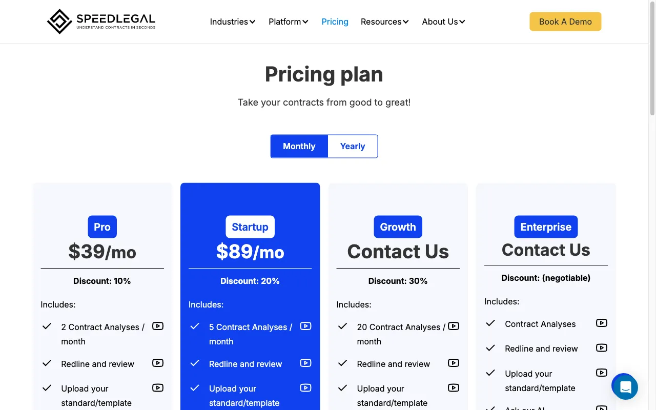 SpeedLegal — pricing page