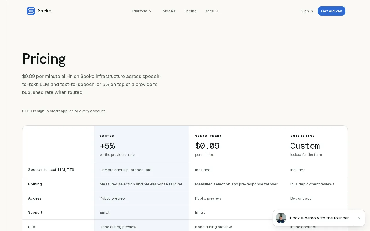 Speko — pricing page