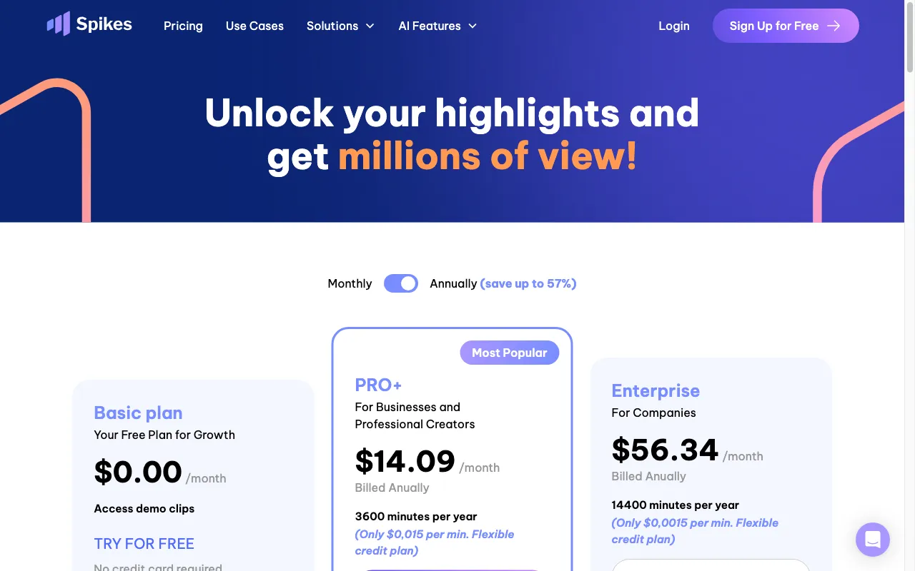 Spikes Studio — pricing page
