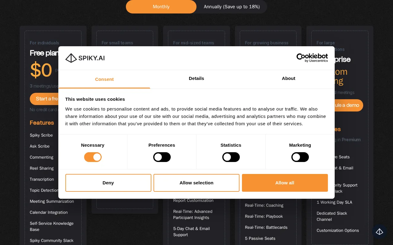 Spiky — pricing page