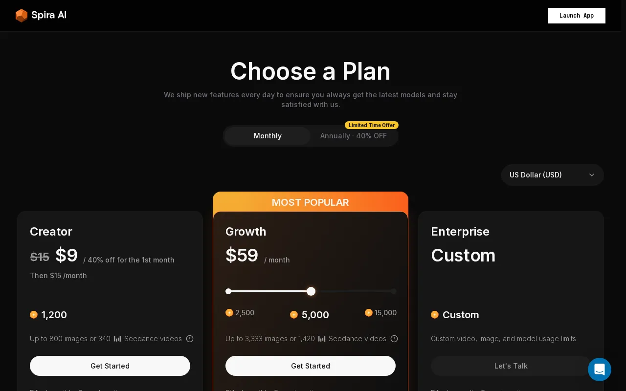 Spira — pricing page