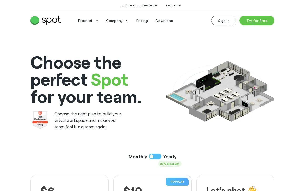 Spot 3.0 — pricing page