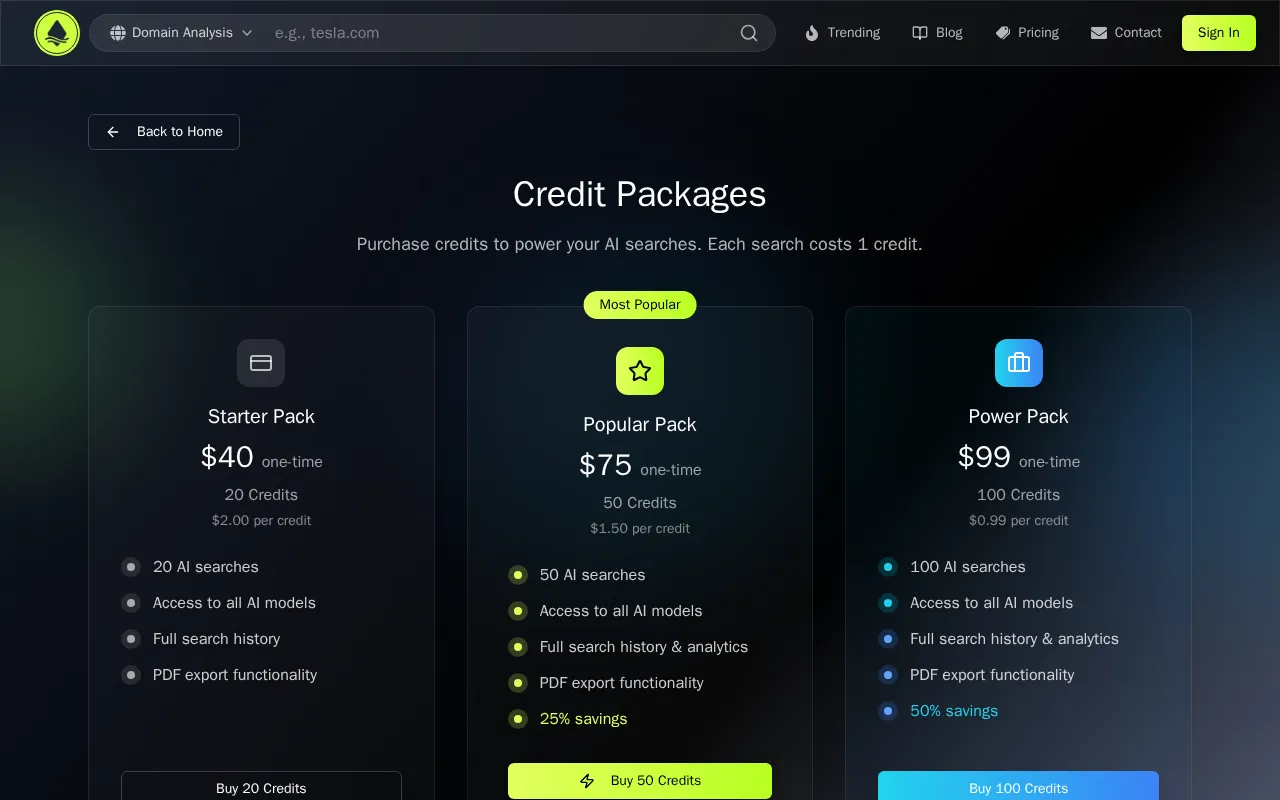 AI Visibility Rank — pricing page