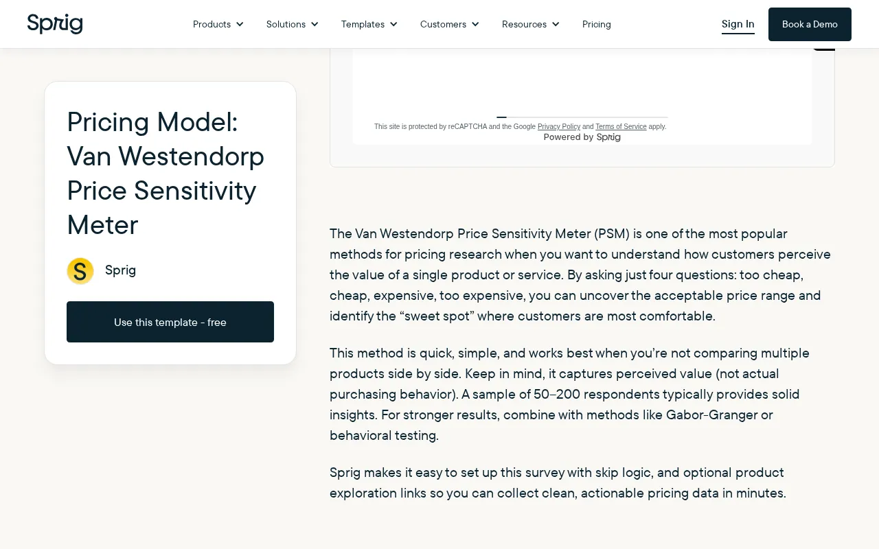 Sprig — pricing page