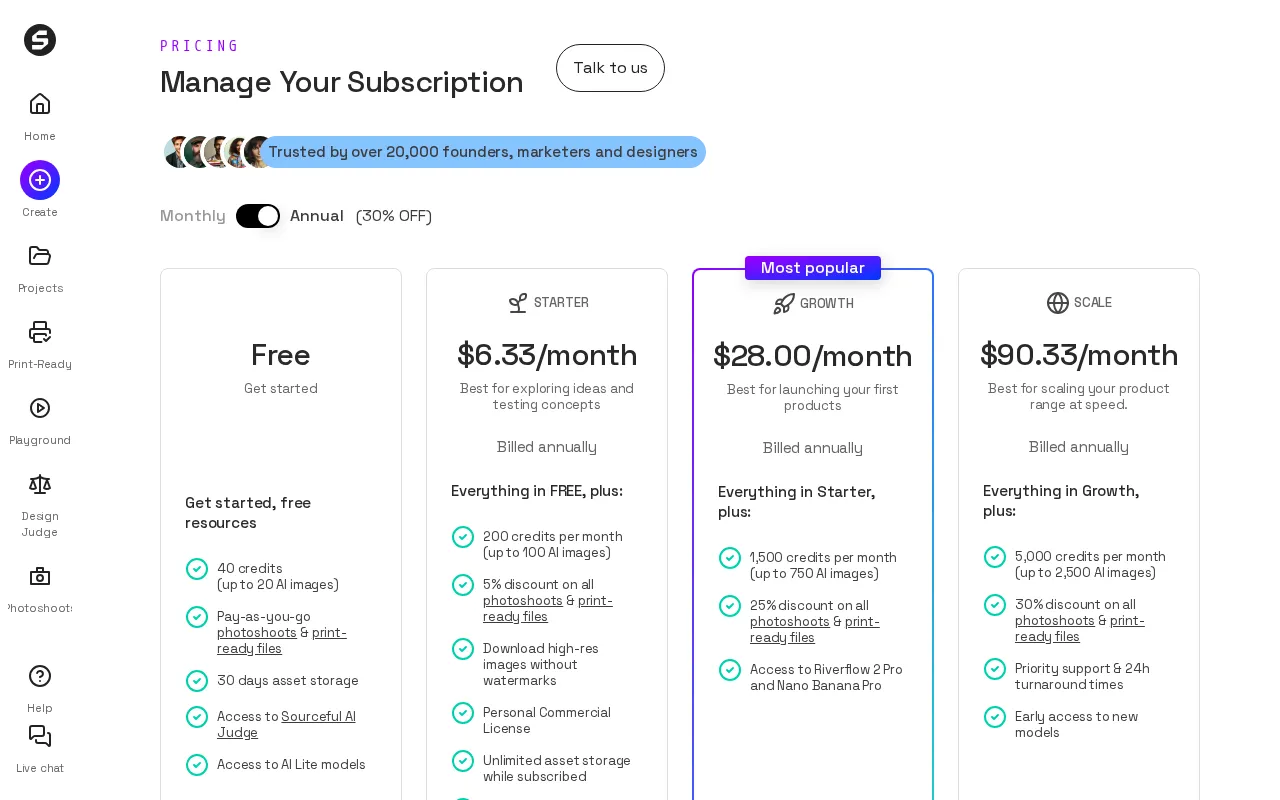 Spring by Sourceful — pricing page