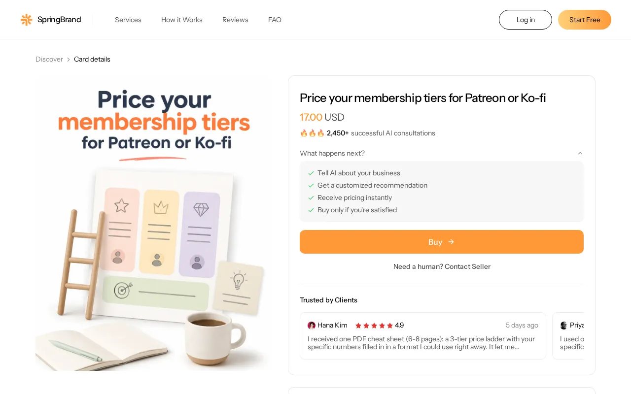Springbrand AI — pricing page