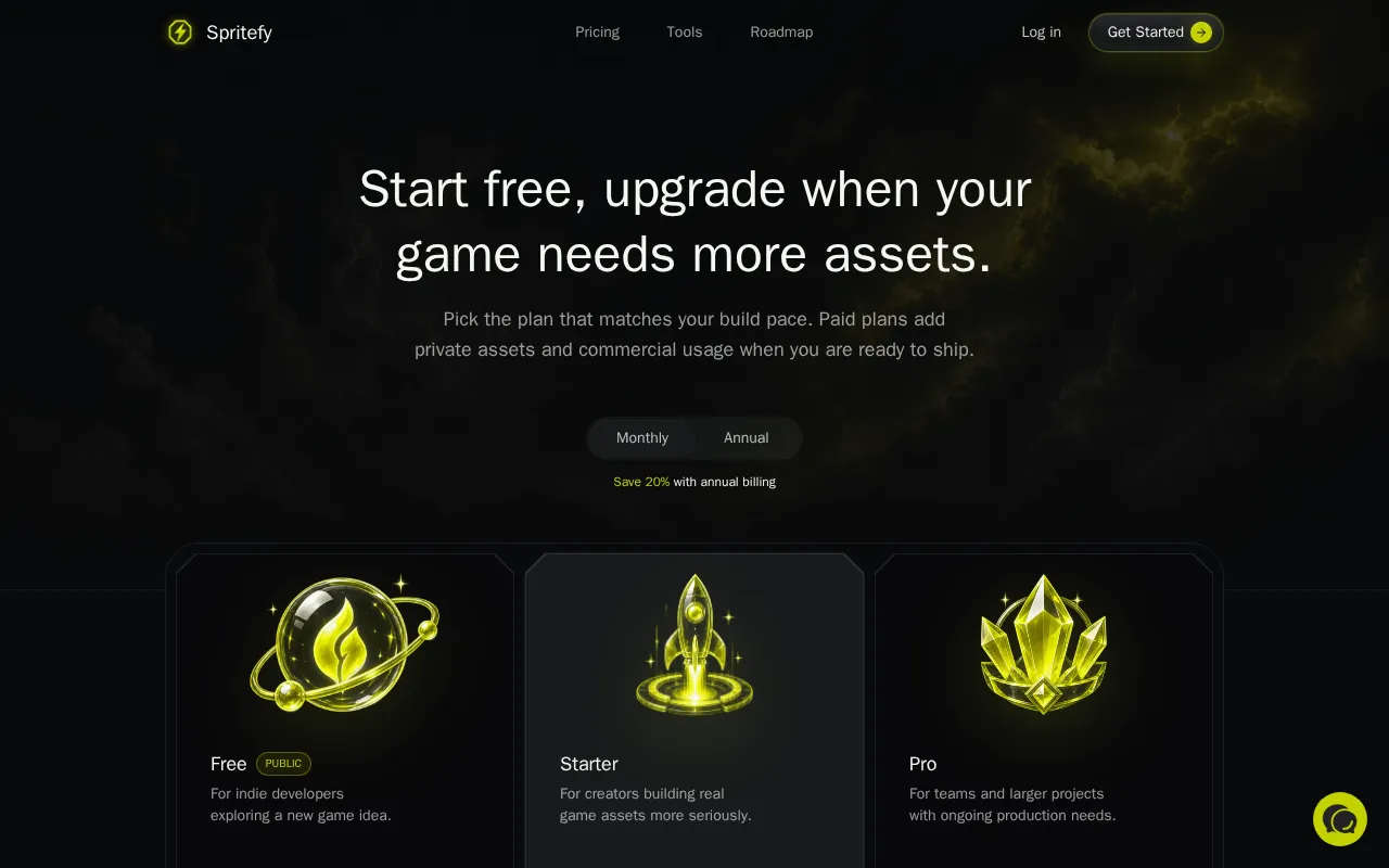 Spritefy — pricing page
