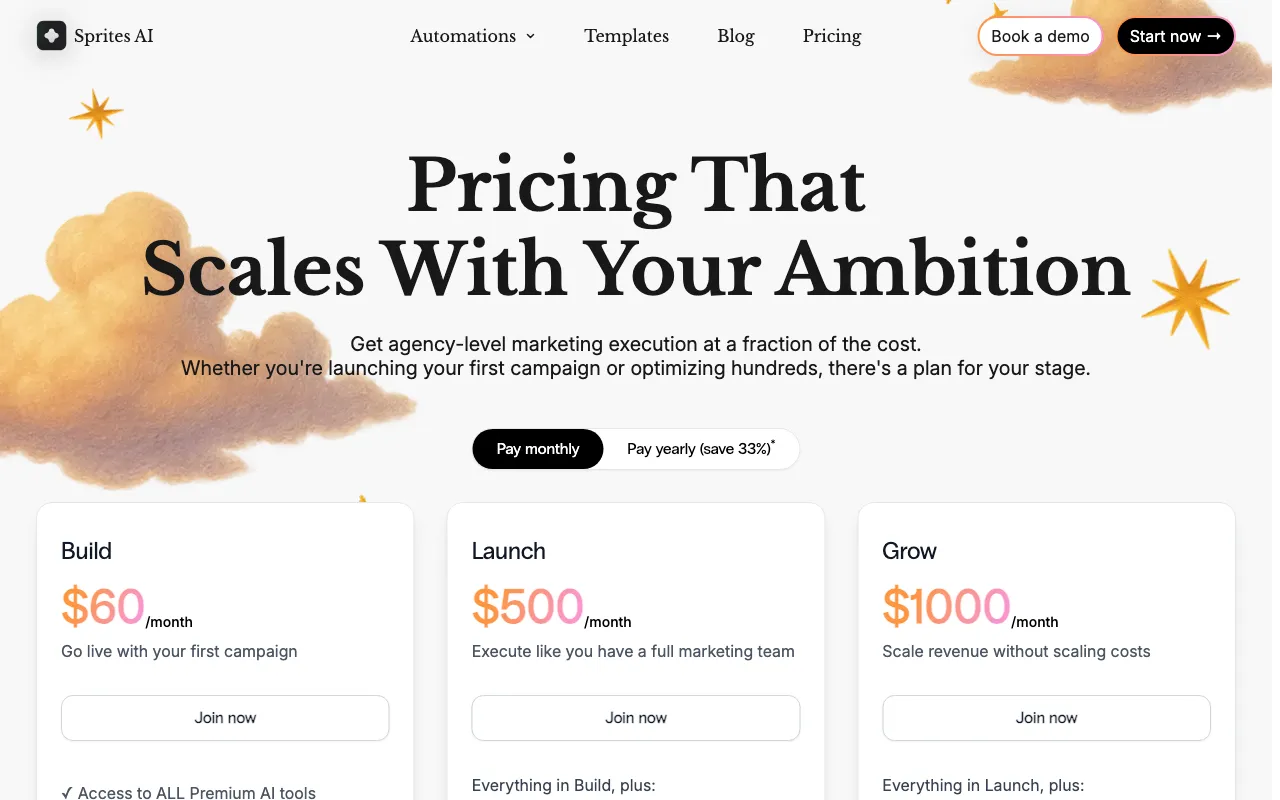 Sprites.ai — pricing page