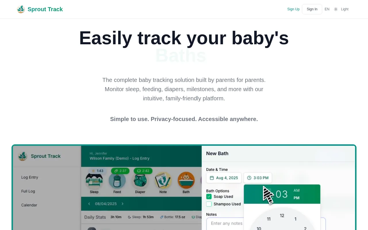 Sprout Track — pricing page