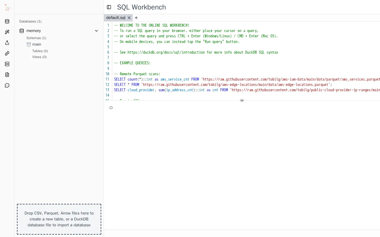 SQL Workbench — preview screenshot