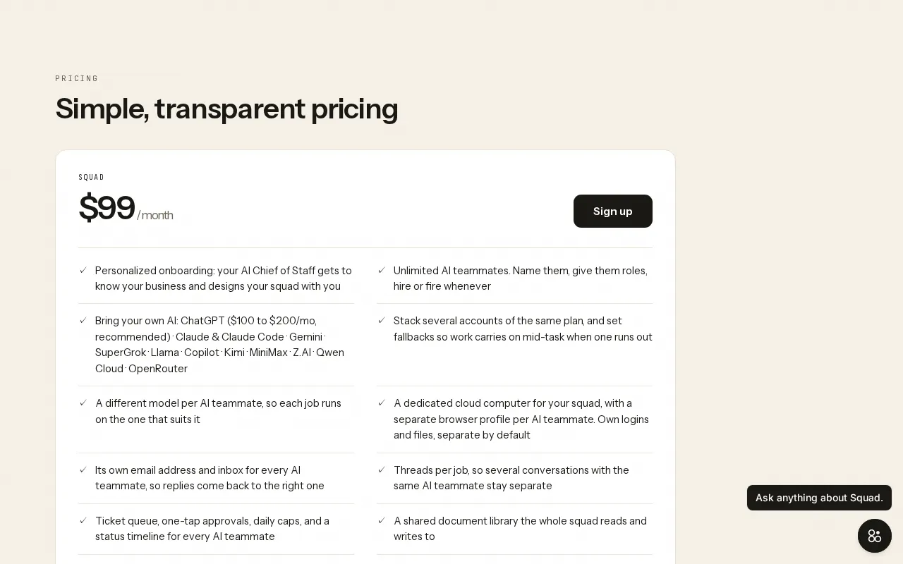 Squad — pricing page