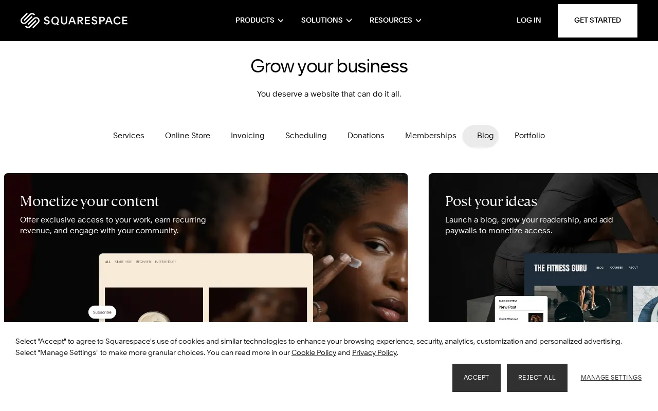 Squarespace — preview screenshot