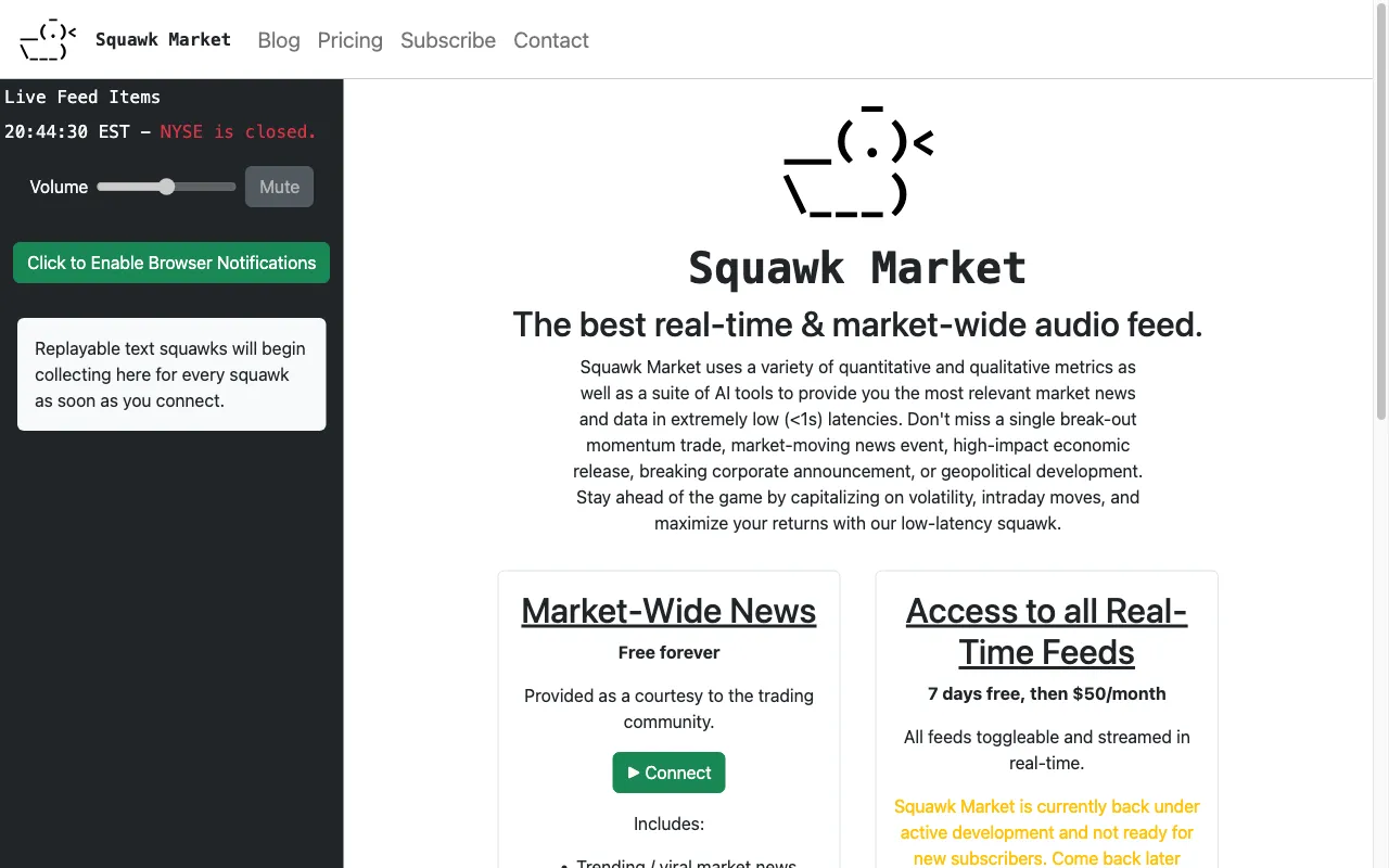 Squawk Market — preview screenshot