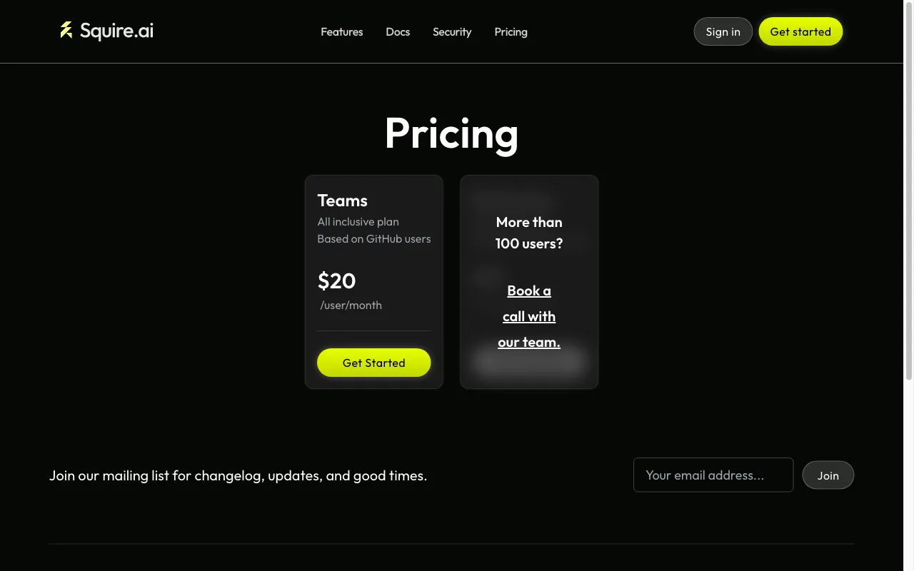 Squire AI — pricing page