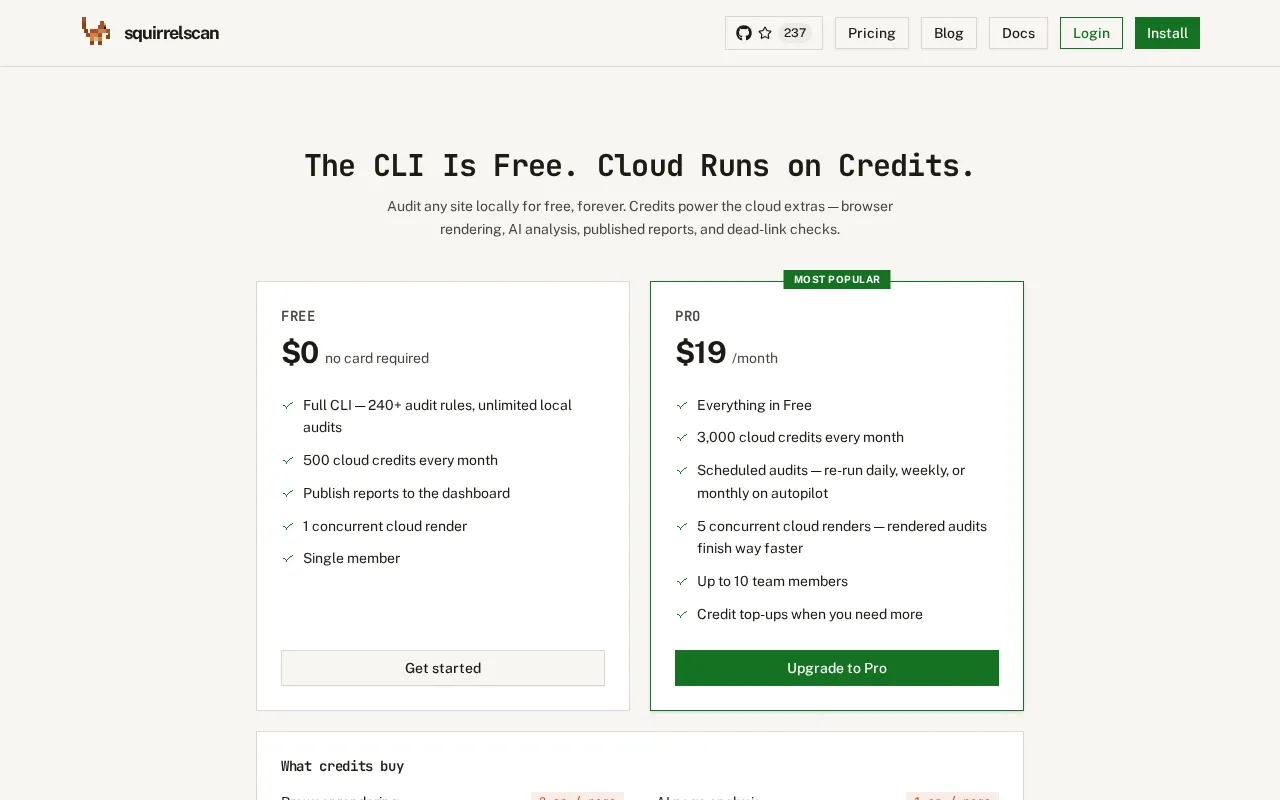 squirrelscan — pricing page