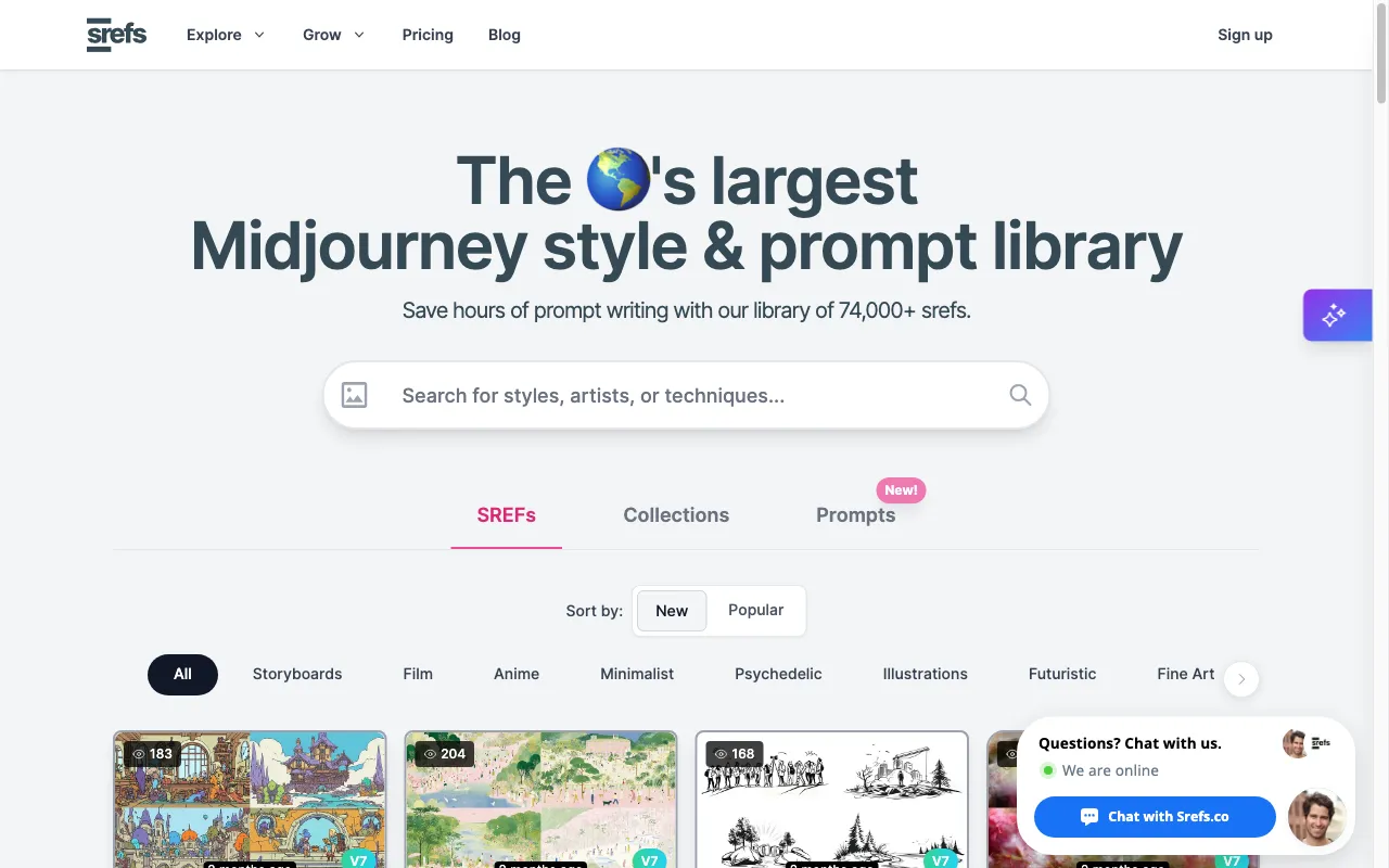 Srefs.co — preview screenshot