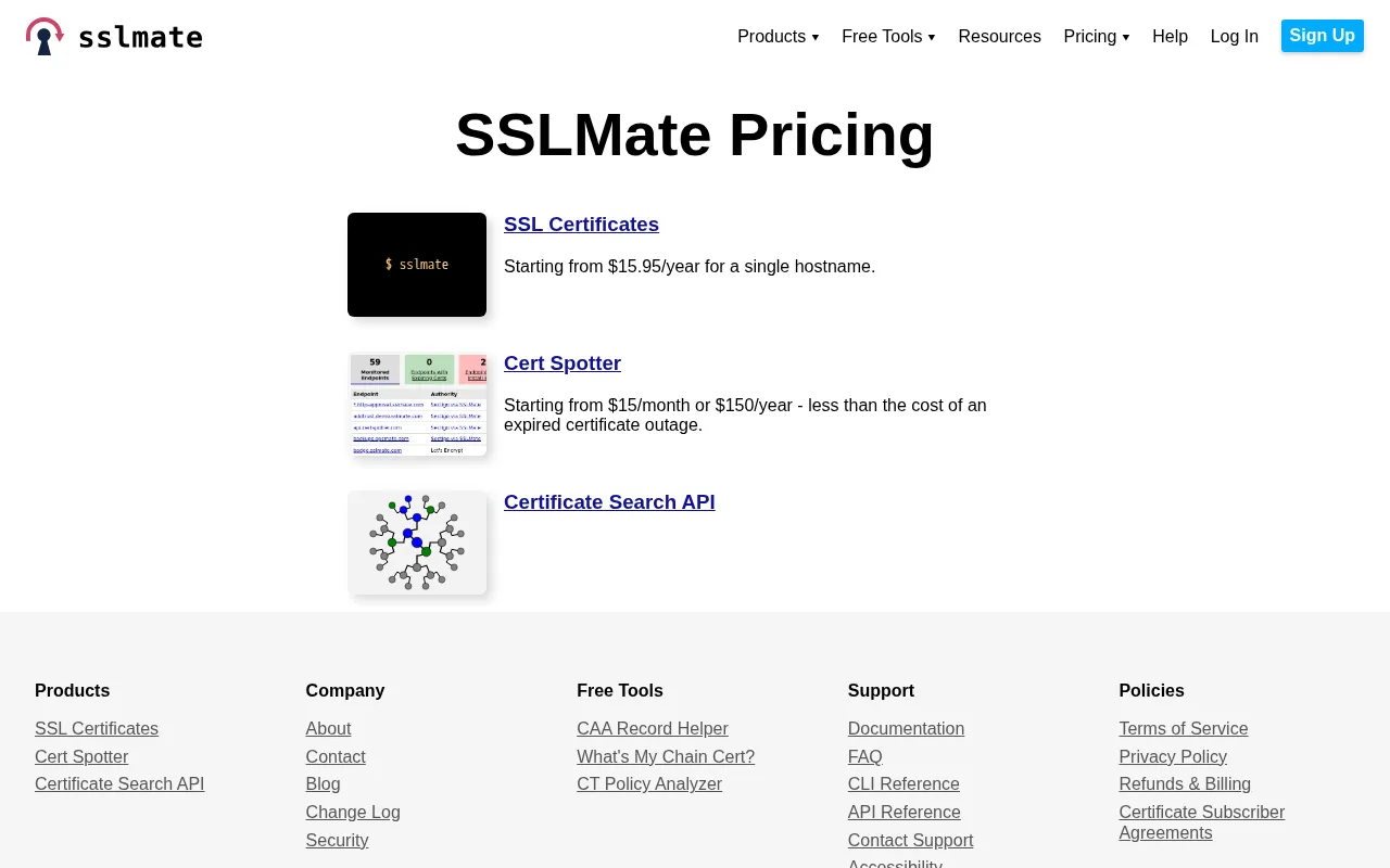 Sslmate — pricing page