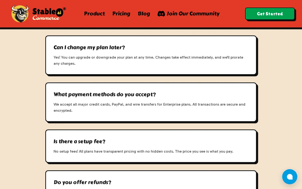 Stable Commerce — pricing page