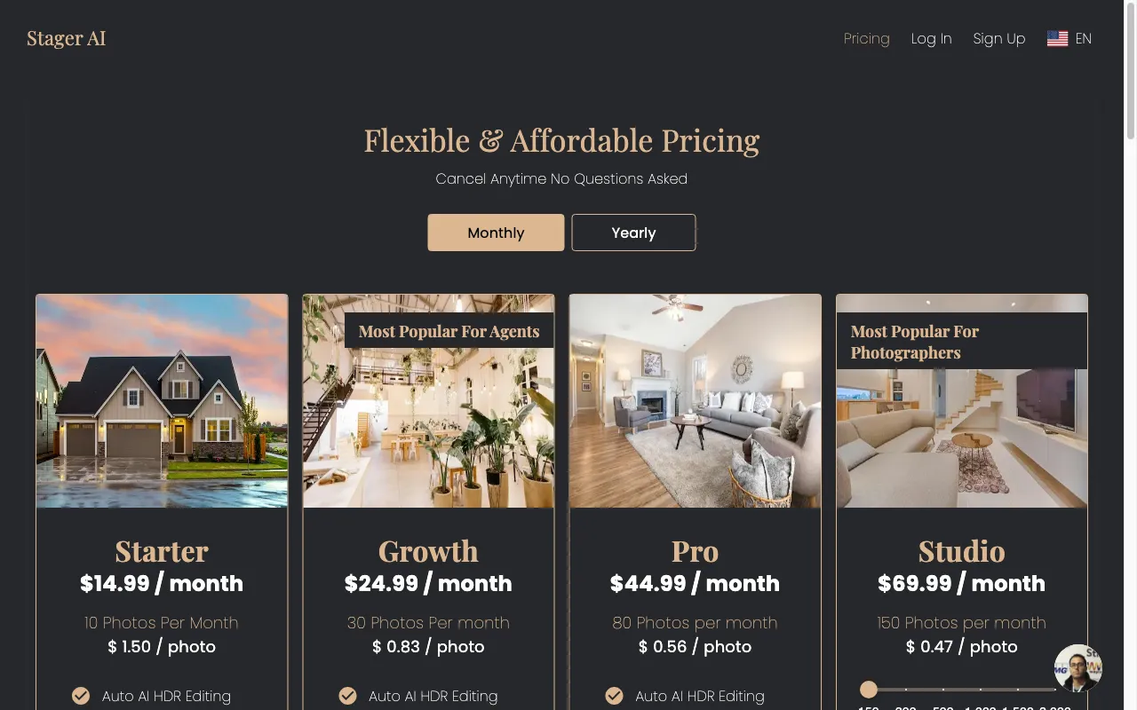 Stager AI — pricing page