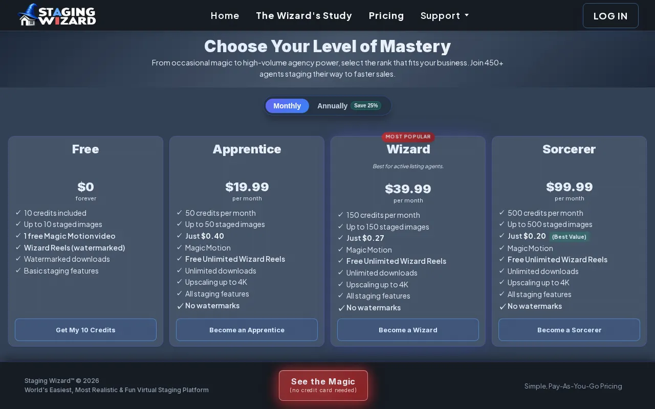 Staging Wizard — pricing page
