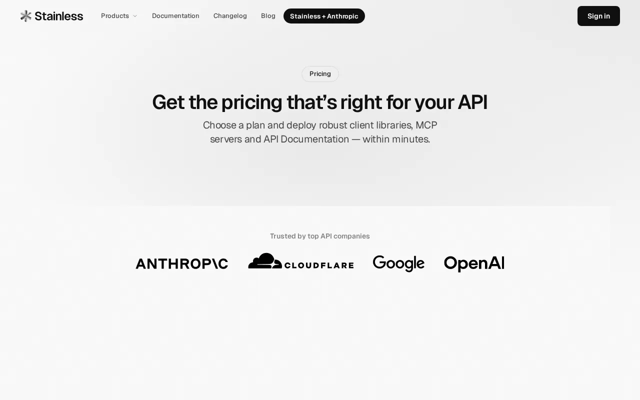 Stainless — pricing page