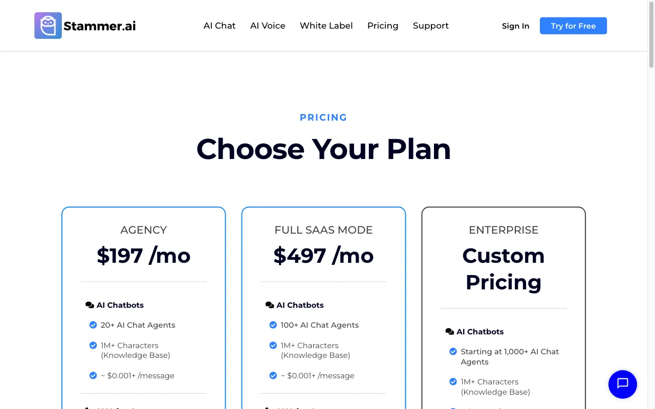 Stammer.ai — pricing page