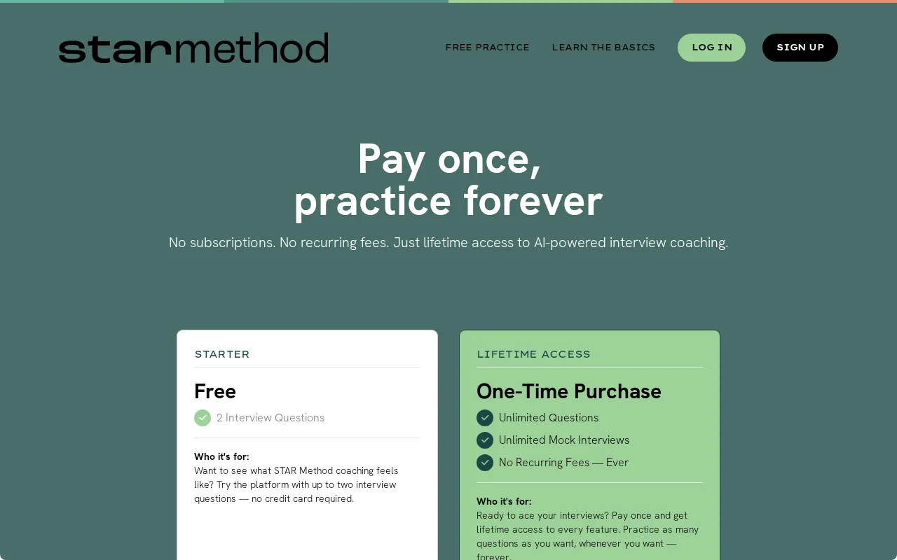 STAR Method Coach — pricing page