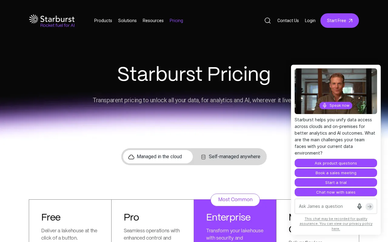 Starburst — pricing page