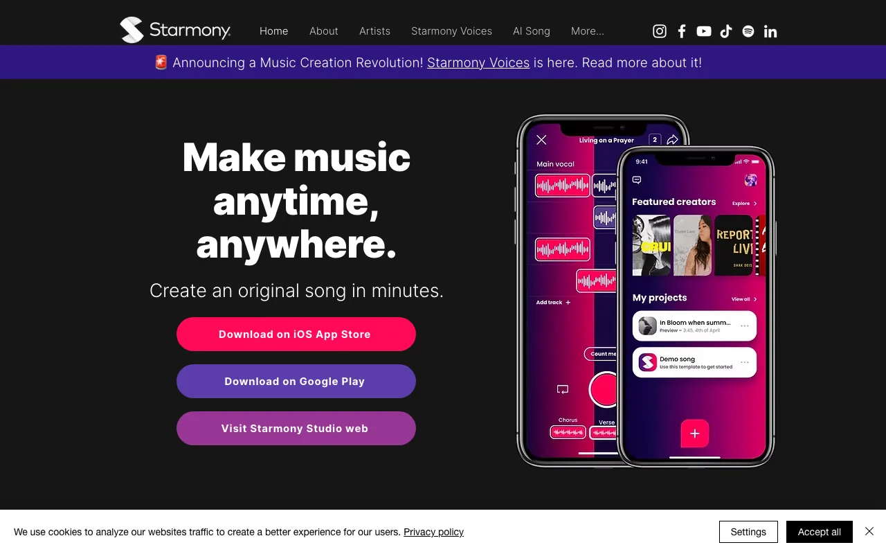 Starmony (AI Music Studio) — preview screenshot
