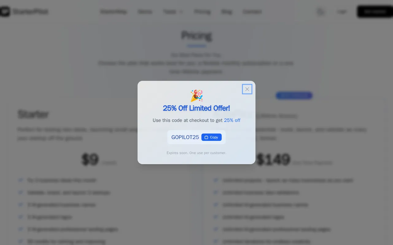 StarterPilot — pricing page