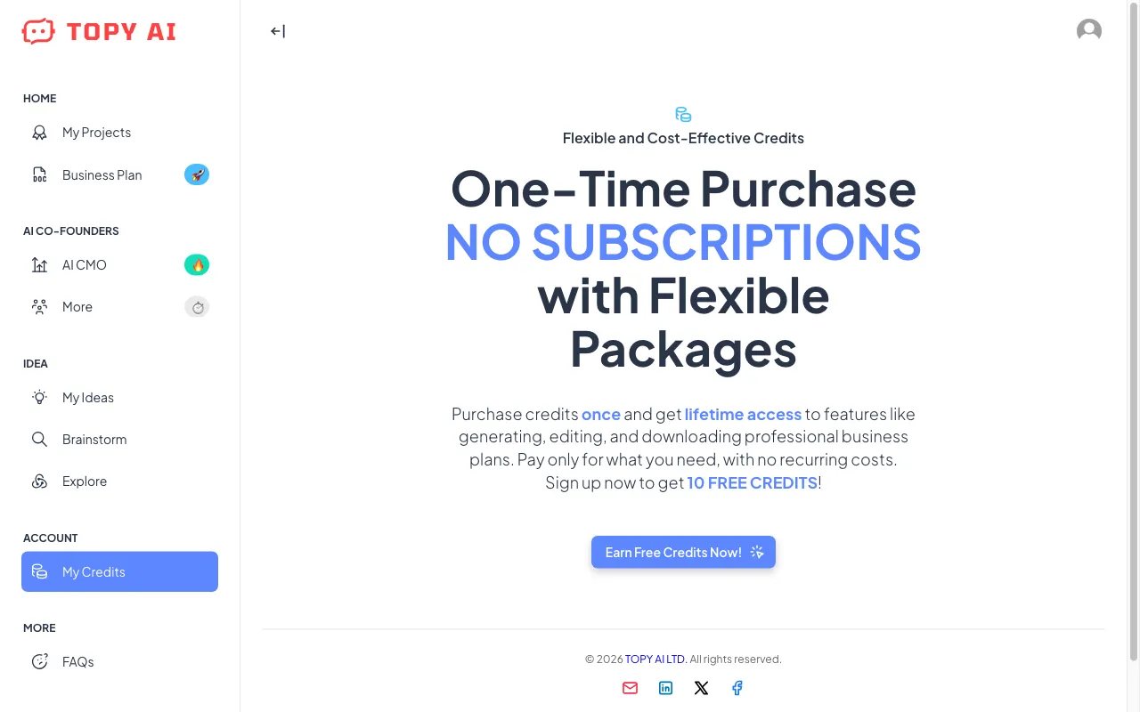 Startup AI Hub by TOPY.AI — pricing page