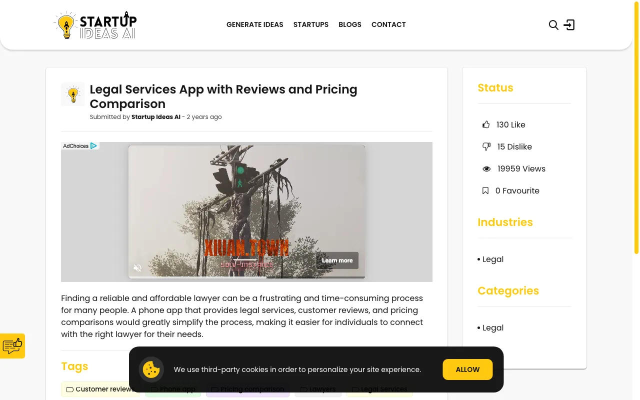 Startup Ideas AI — pricing page