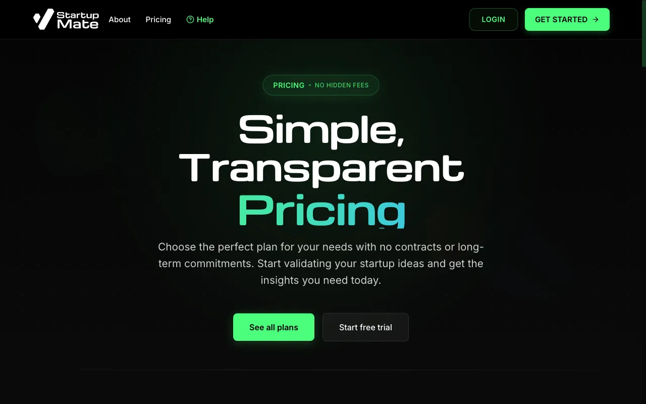 StartupMate — pricing page