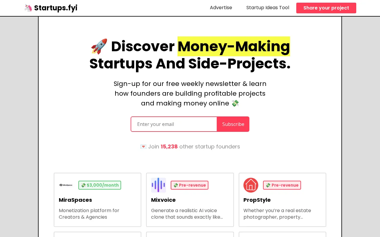 Startups.fyi — preview screenshot