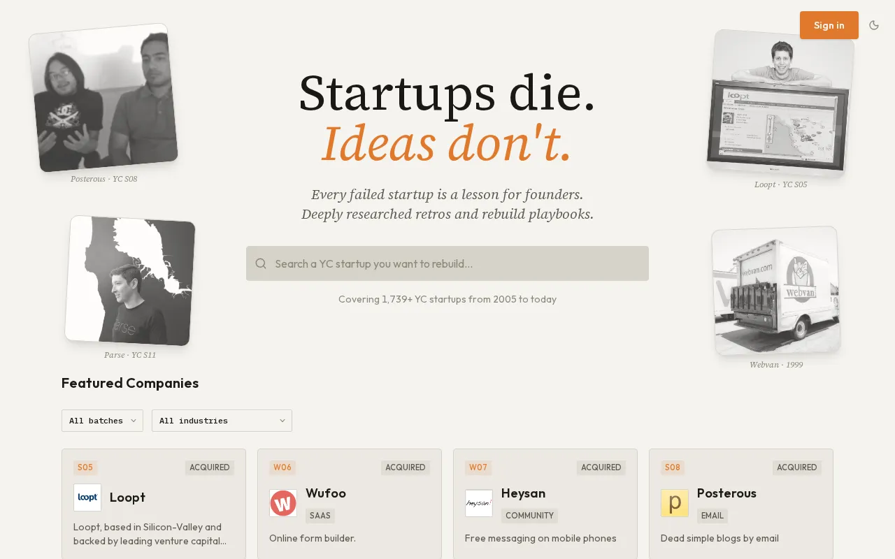 Startups.RIP — preview screenshot