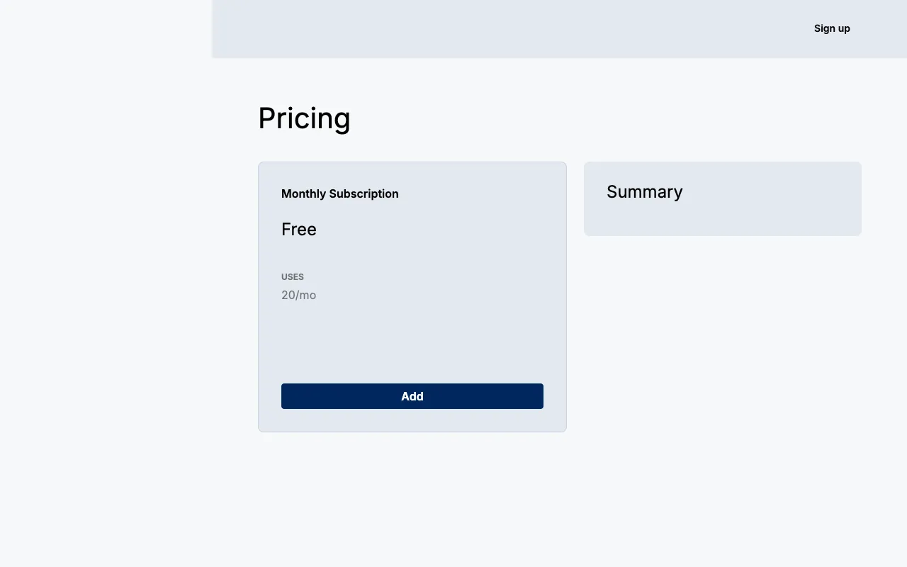ESTIMA — pricing page