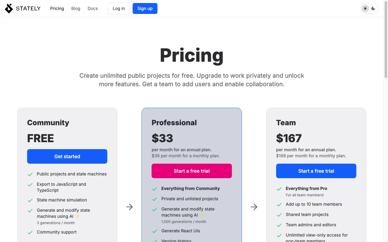 stately.ai — pricing page