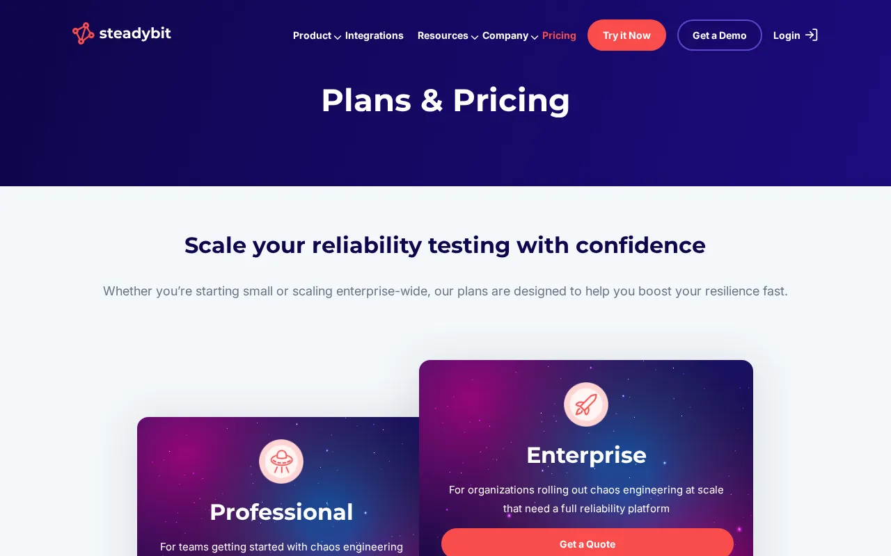 steadybit — pricing page