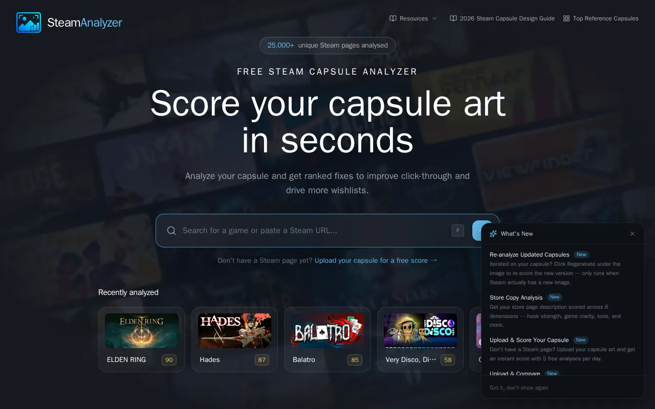 Steam Analyzer — preview screenshot