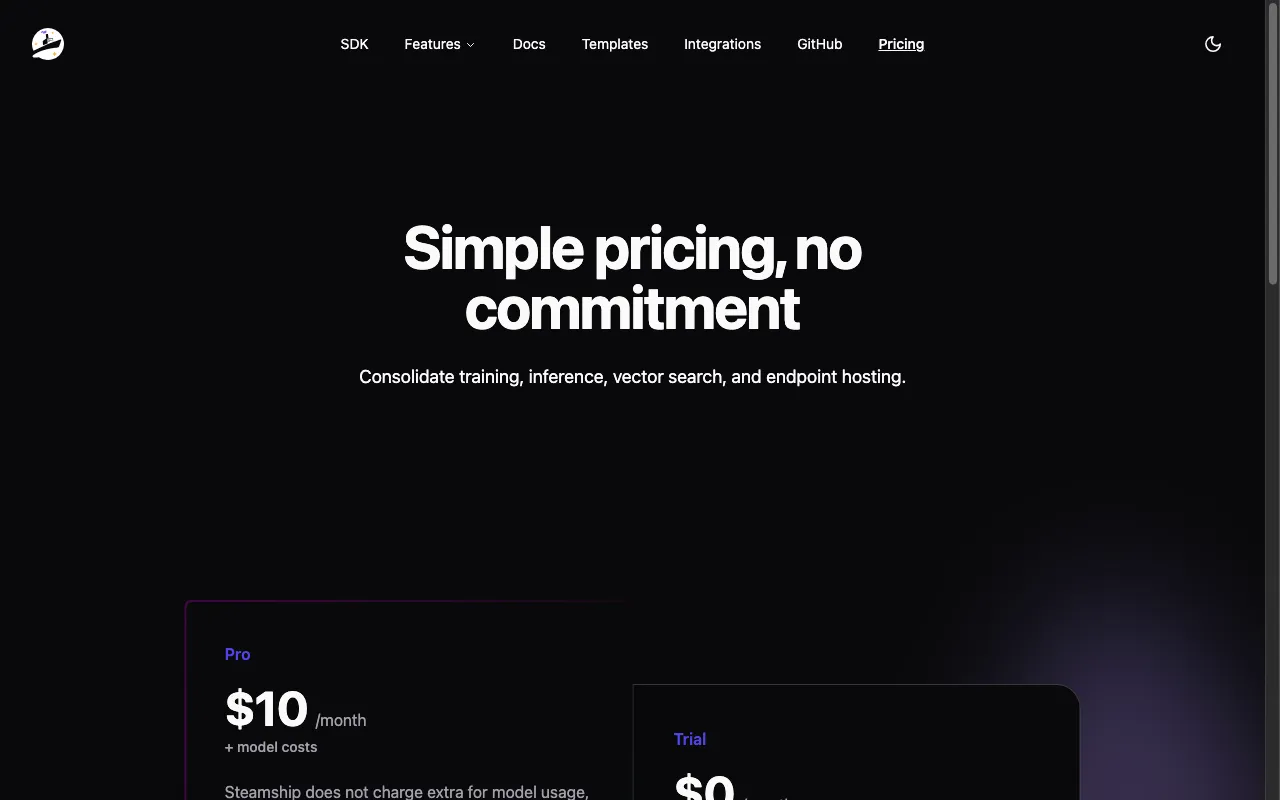 Steamship — pricing page