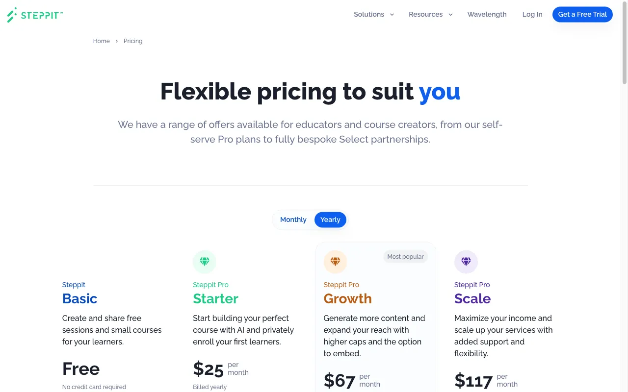 Steppit — pricing page