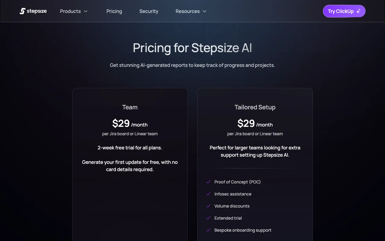 stepsize.com — pricing page