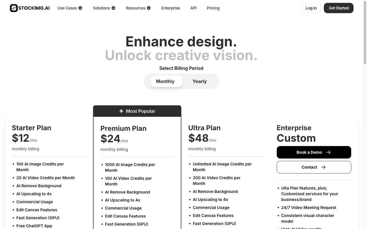 Stockimg AI — pricing page